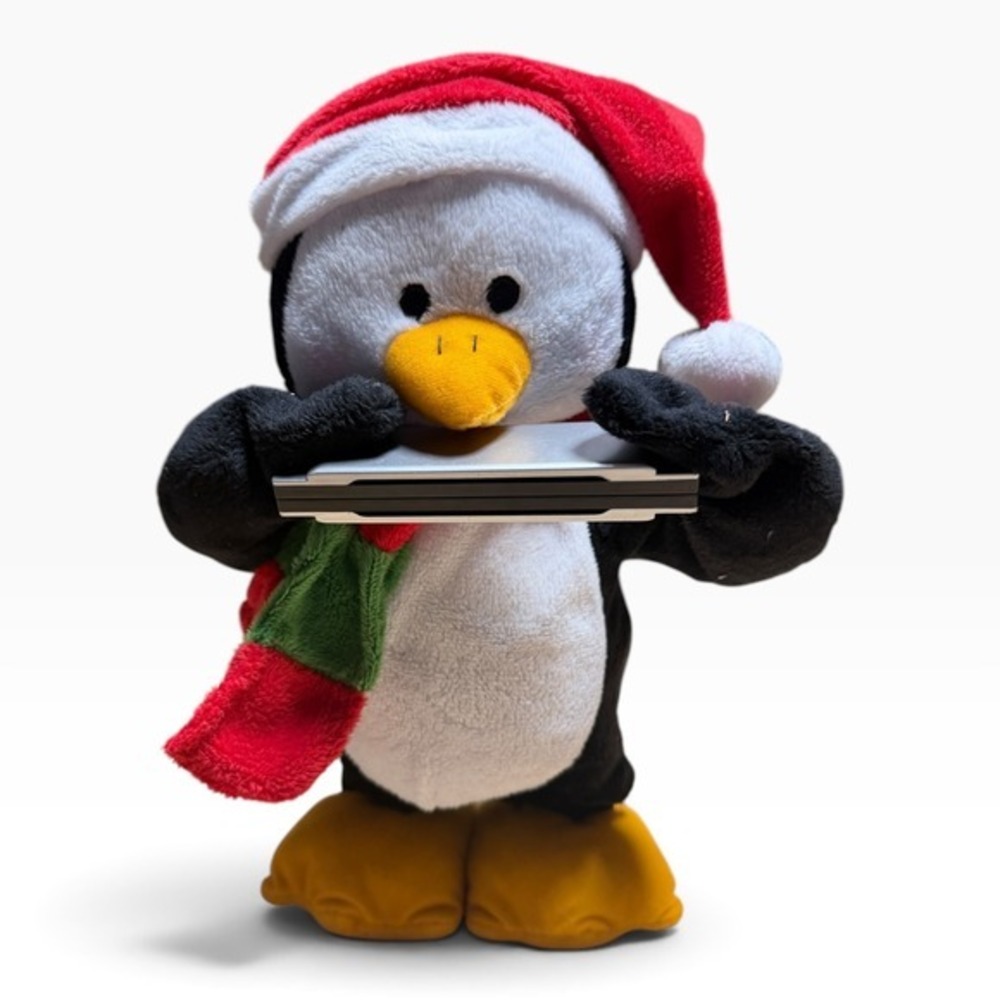 Giggles International Animated Christmas Penguin Plush Harmonica 2011 Tested
